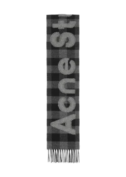 Acne Studios Check logo scarf- Black/Grey