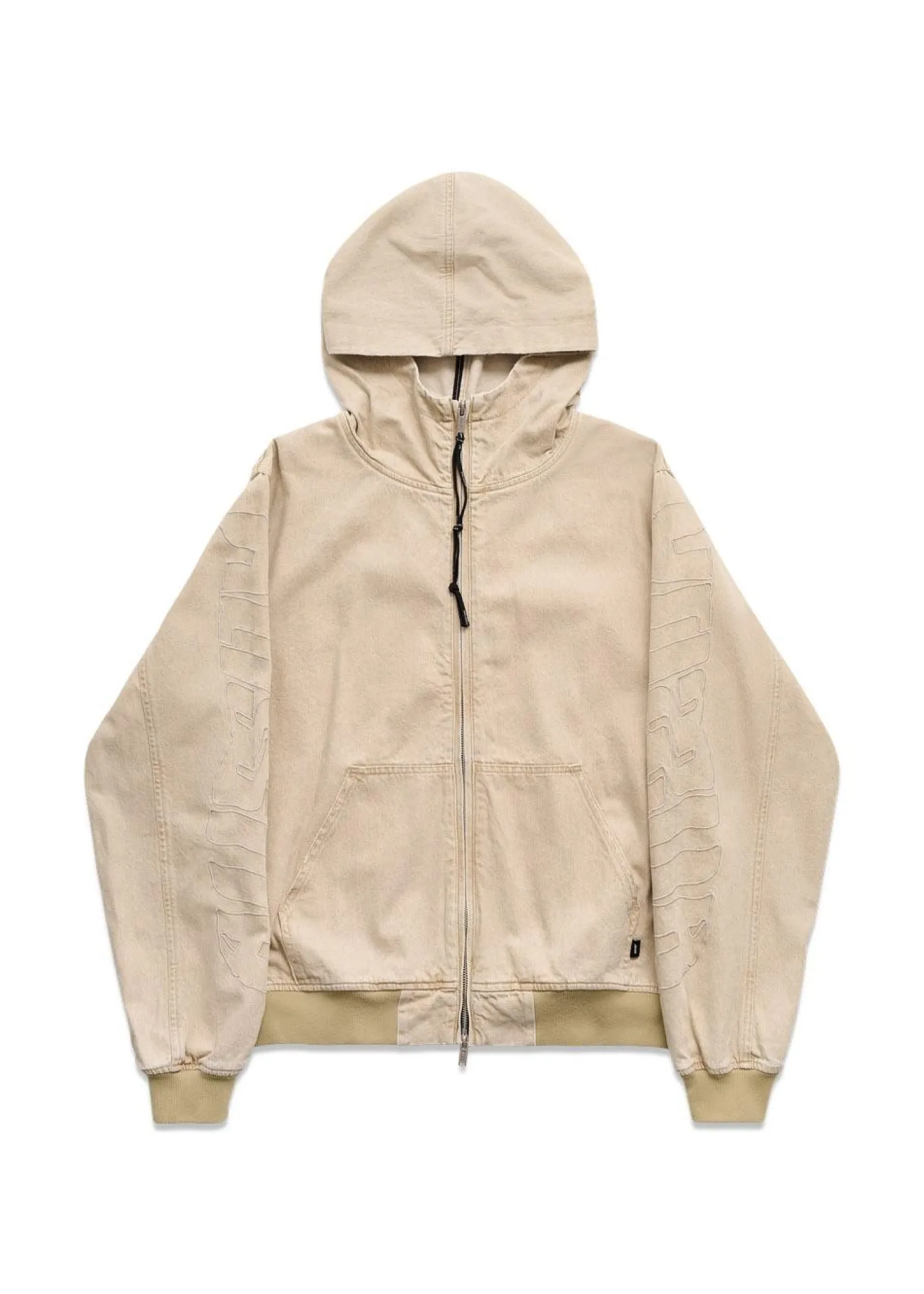 ALIS COCHET HOODED DENIM JACKET W/ SLEEVE EMBROIDERY