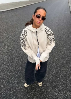 ALIS GYLL HOODIE W/ ZIPPER & EMBROIDERY