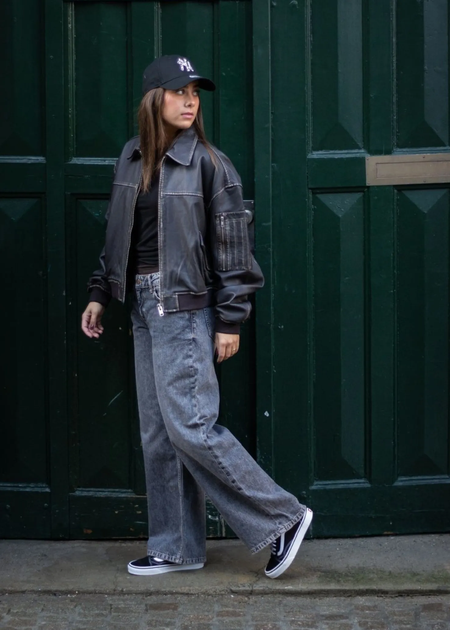 Oval Square Rocker Leather Bomber