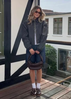 Oval Square Rocker Leather Bomber