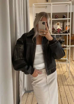 Oval Square Rocker Leather Bomber