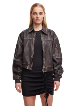 Oval Square Rocker Leather Bomber