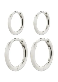 Pilgrim ARIELLA hoop earrings 2-in-1 set silver-plated