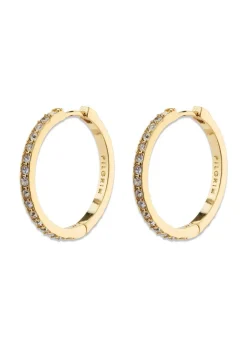 Pilgrim EBNA large crystal hoops gold-plated