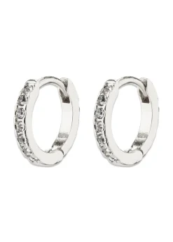 Pilgrim EBNA mini crystal huggie hoops silver-plated