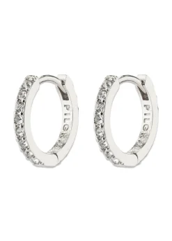 Pilgrim EBNA small crystal hoops silver-plated