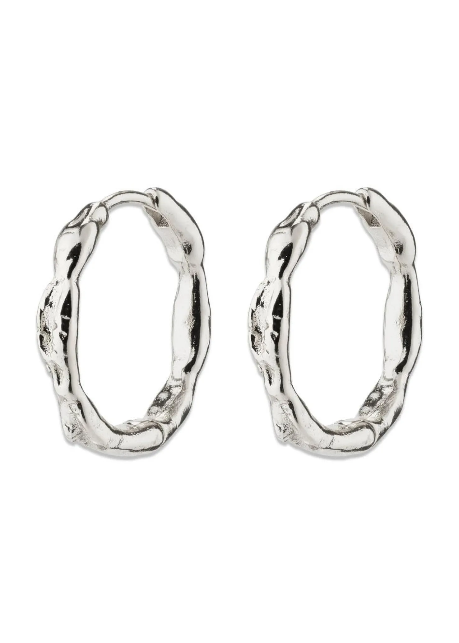 Pilgrim EDDY organic shaped medium hoops silver-plated