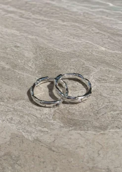 Pilgrim EDDY organic shaped medium hoops silver-plated