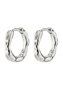 Pilgrim EDDY organic shaped small hoops silver-plated