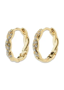 Pilgrim EZO twirled crystal hoops gold-plated
