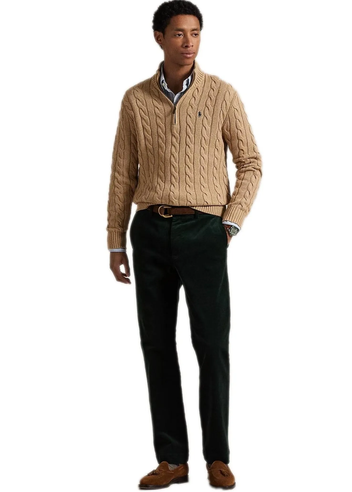 Ralph Lauren Cable Knit Cotton Quater Zip Sweater