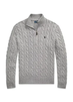 Ralph Lauren Cable Knit Cotton Quater Zip Sweater
