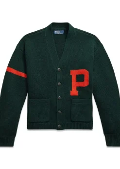 Ralph Lauren Wool V-Neck Letter Cardigan