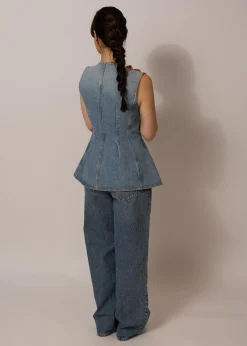 Rotate FLARED DENIM TOP