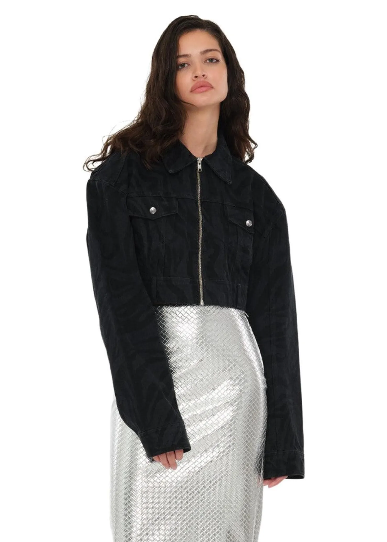 Rotate Zebra Denim Jacket