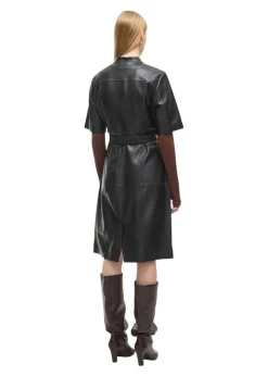 ROUGE EDIT 2/4 KNEE LEATHER DRESS