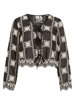 ROUGE EDIT ROUNALA L/S V-NECK TIE TOP