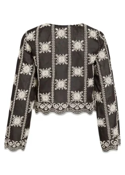 ROUGE EDIT ROUNALA L/S V-NECK TIE TOP